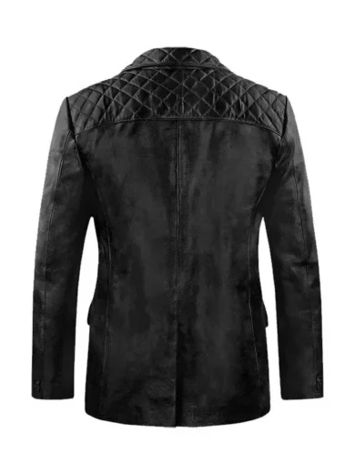 Mens Black Quilted Style Leather Blazer