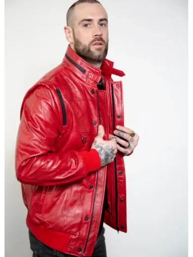 Mens Cobra Kai Johnny Red Retro Leather Jacket