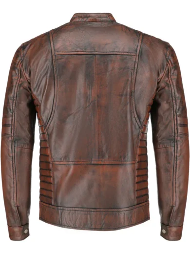 Mens Biker Brown Leather Jacket
