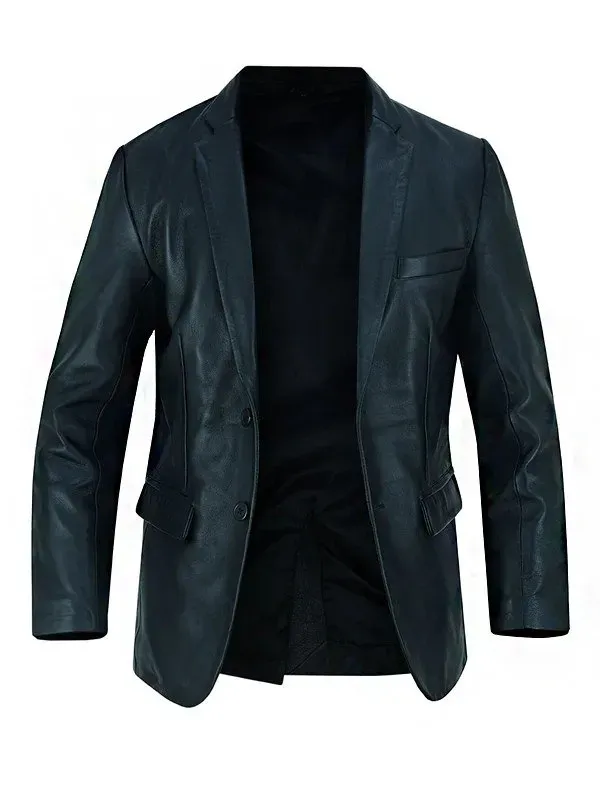 Mens Black Luxurious Leather Blazer