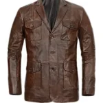 Mens Brown Leather Blazer