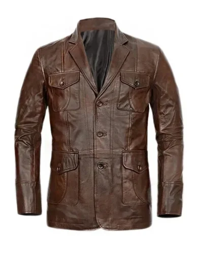 Mens Brown Leather Blazer