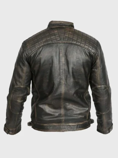 Mens Cafe Racer Retro Motorcycle Leather Jacket