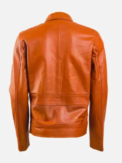 Mens Full Zip Brown Leather Jacket