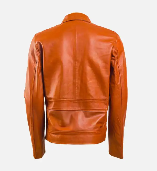 Mens Full Zip Brown Leather Jacket