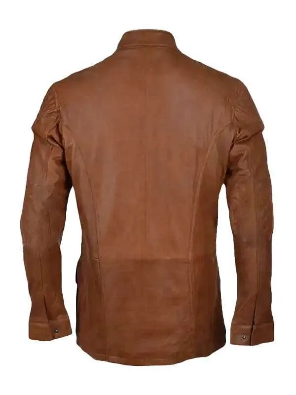 Mens Four Pockets Brown Leather Jacket