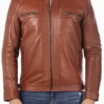 Mens Cafe Racer Retro Motorcycle Leather Jacket