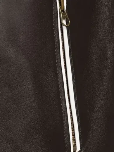 Mens Hooded White Striped Leather Jacket