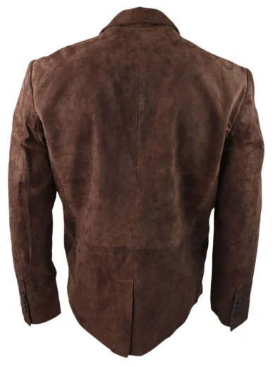Mens Chocolate Brown Suede Leather Blazer