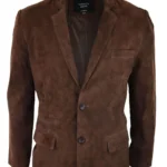 Mens Chocolate Brown Suede Leather Blazer