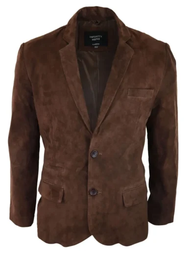 Mens Chocolate Brown Suede Leather Blazer