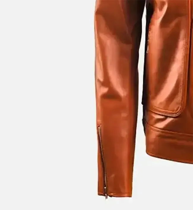 Mens Full Zip Brown Leather Jacket
