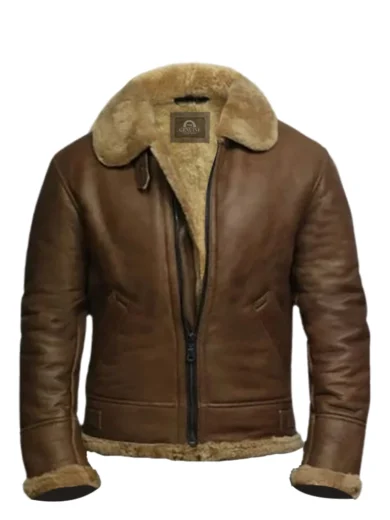 Mens RAF Shearling Fur Sheepskin Leather Coat