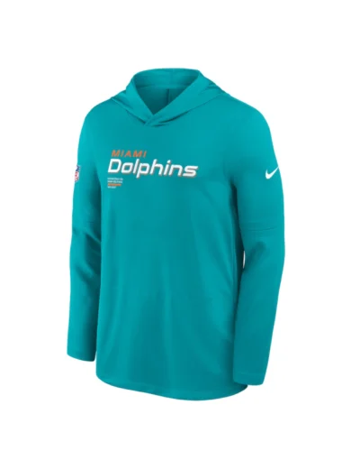 Miami Dolphins Sideline Performance Long Sleeve Hoodie T-Shirt