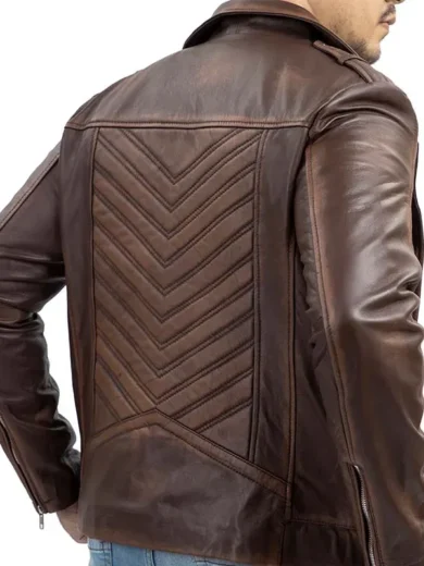 Mens Motorcycle Brown Asymmetric Biker Leather Jacket