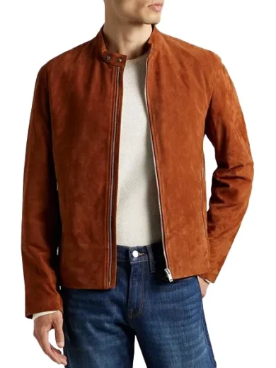 Mens Rusted Brown Suede Leather Jacket