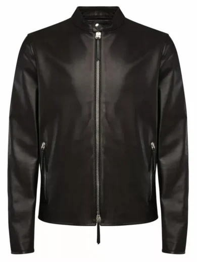 Mens Plain Black Leather Jacket
